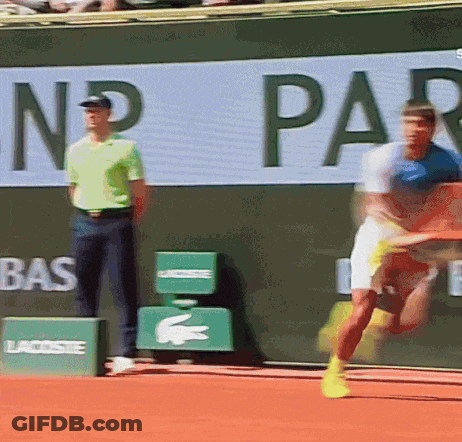 Blue Shirt Man Playing Tennis NP Paribas Sign GIF