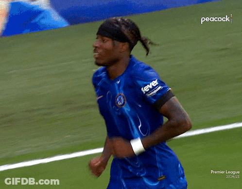 Blue Shirt Man Running Soccer Field Peacock GIF
