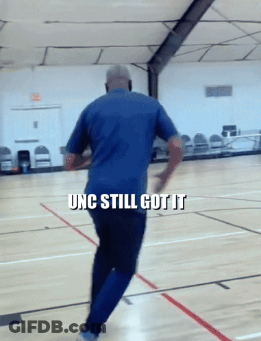 Blue Shirt Man Running UNC Still Got It GIF