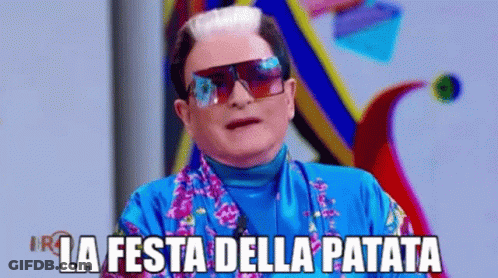 Blue Shirt Man Says La Festa Della Patata GIF