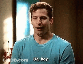 Blue Shirt Man Says Oh, Boy To Another Man GIF
