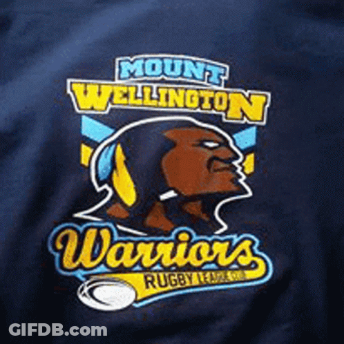 Blue Shirt Saying Mount Wellington Warriors GIF