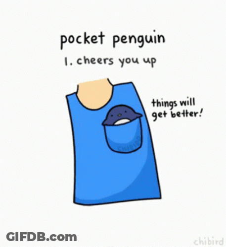 Blue Shirt With Pocket Penguin Saying Pocket Penguin 3 Keeps You Company Today Nice Day GIF