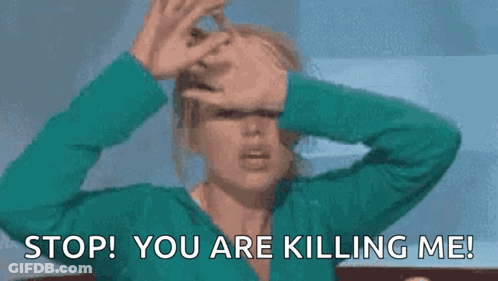 Blue Shirt Woman Covering Face Saying Stop Killing Me GIF
