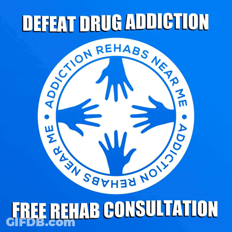 Blue Sign Defeat Drug Addiction Free Rehab Consultation GIF