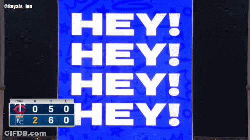 Blue Sign Saying Hey Hey Hey GIF