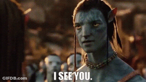 Blue Skin Man Says I See You GIF