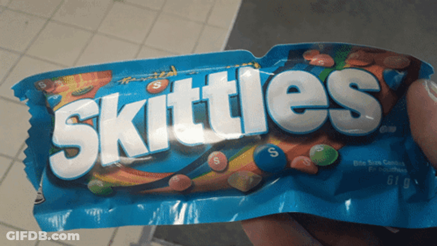Blue Skittles Candy Pack GIF