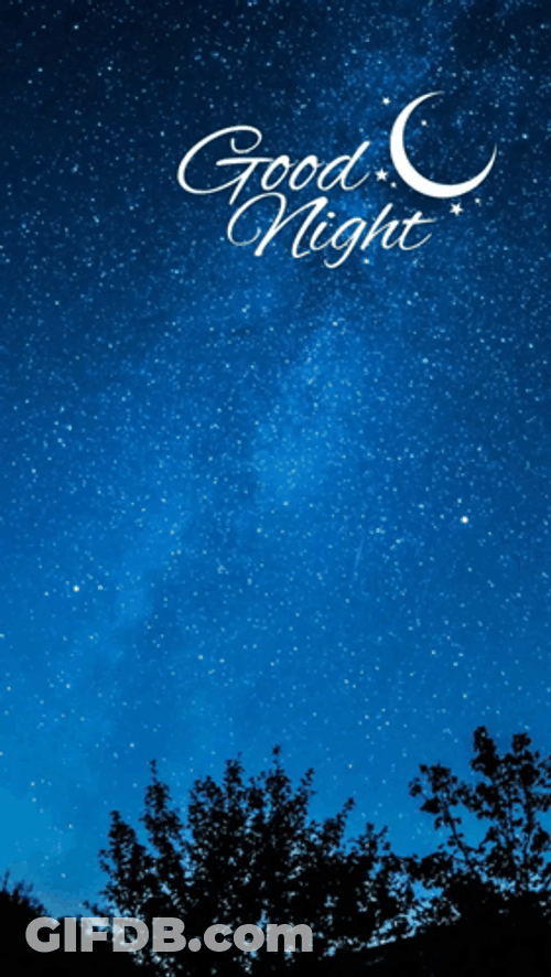 Blue Sky Crescent Moon Good Night GIF