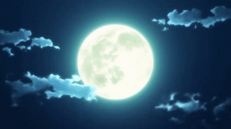 Blue Sky With Moon Moving Clouds GIF