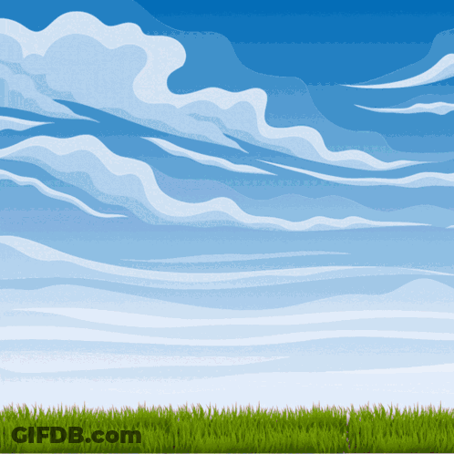 Blue Sky With White Clouds And Green Grass GIF