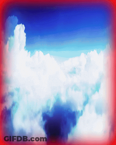 Blue Sky With White Clouds And Red Border GIF