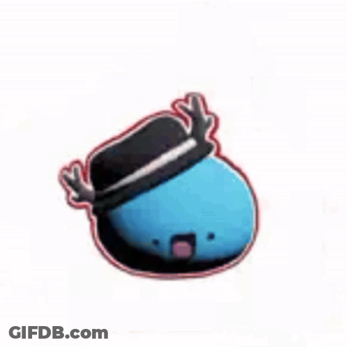 Blue Slime With Black Hat And Antlers GIF
