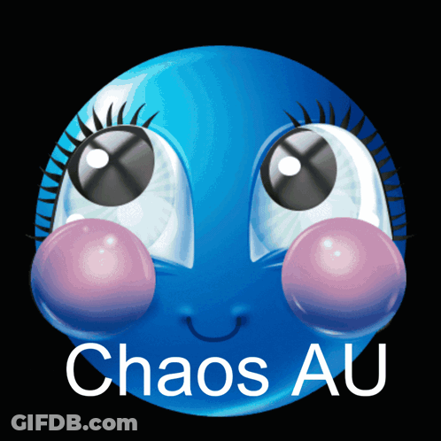 Blue Smiley Bubbles On Cheeks Chaos Au GIF