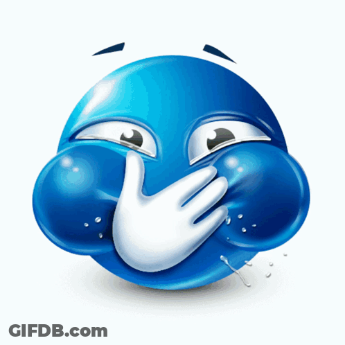 Blue Smiley Covering Mouth GIF