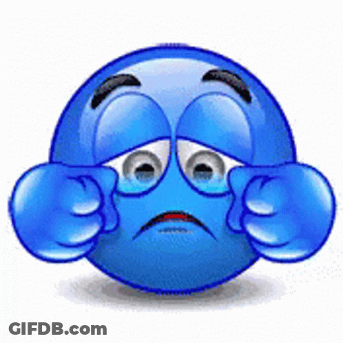 Blue Smiley Crying Covering Eyes GIF