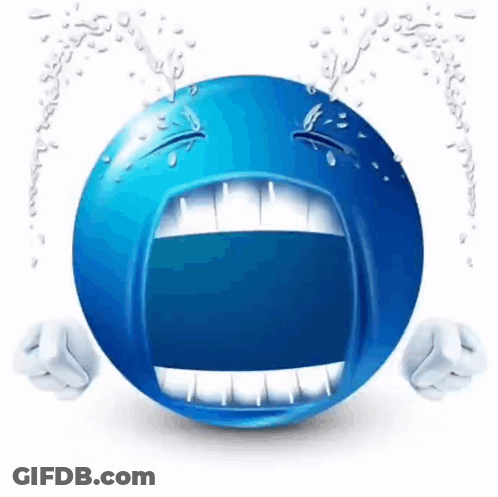 Blue Smiley Crying GIF