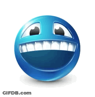 Blue Smiley Face Big Mouth Huge Smile GIF