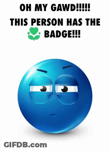 Blue Smiley Face Oh My Gawd Badge GIF
