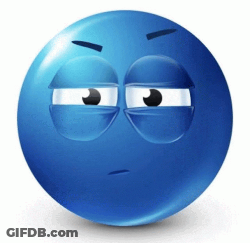 Blue Smiley Face Serious Look GIF
