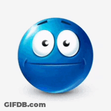 Blue Smiley Face With Big Eyes And Hands GIF