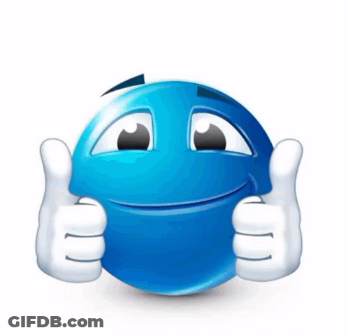Blue Smiley Giving Thumbs Up GIF