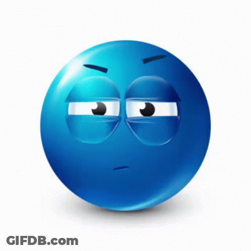 Blue Smiley With Serious Look GIF