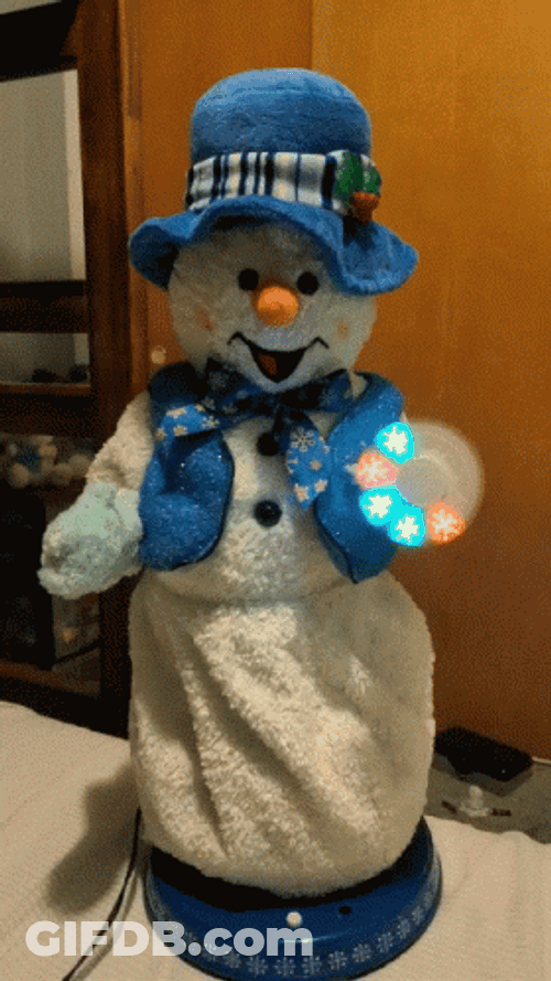 Blue Snowman Is Dancing GIF