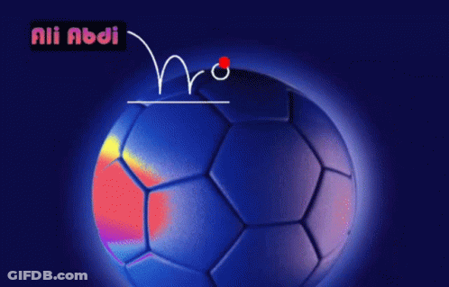 Blue Soccer Ball With Name Ali Abdi GIF
