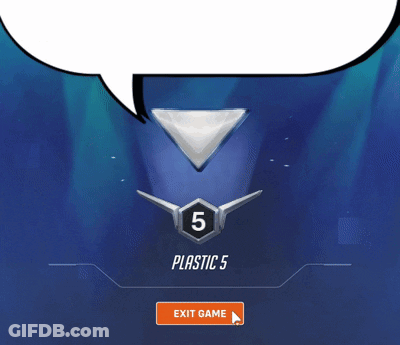 Blue Speech Bubble Saying Plastic 5 With Exit Button GIF