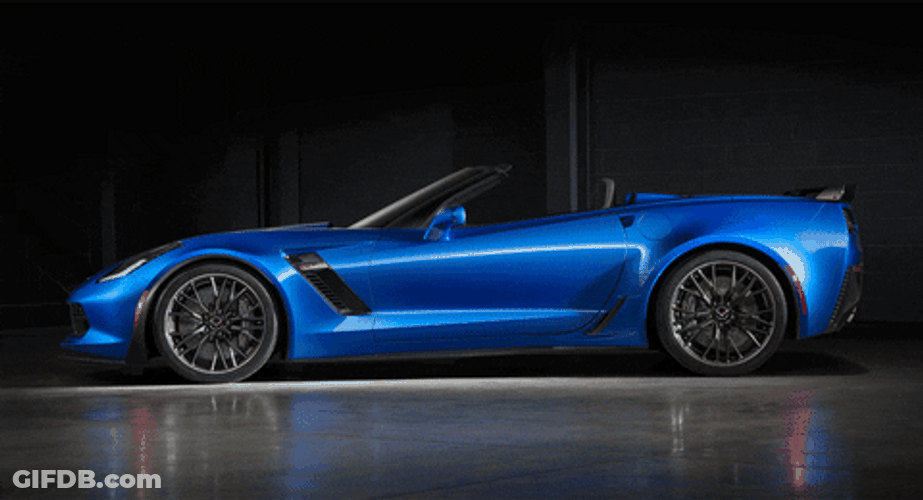 Blue Sports Car 2017 Chevrolet Corvette GIF
