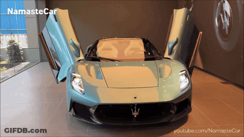 Blue Sports Car Doors Open Namaste Car GIF