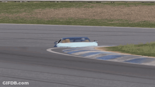 Blue Sports Car Driving Down Track GIF
