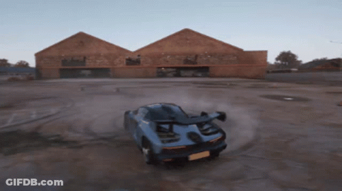 Blue Sports Car Driving On Dirt Road GIF
