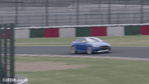 Blue Sports Car On Race Track GIF