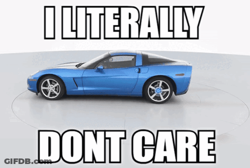 Blue Sports Car Saying I Literally Dont Care GIF