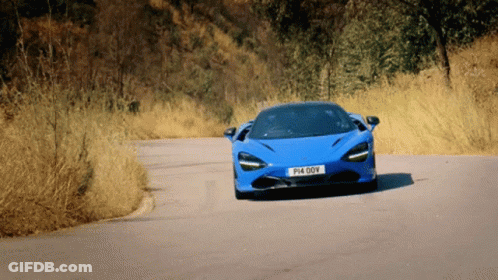 Blue Sports Car With License Plate P14 00V GIF