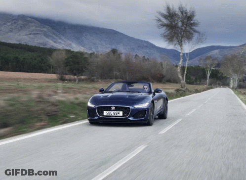 Blue Sports Car With License Plate SBG 894 GIF