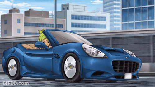 Blue Sports Car With TBS License Plate GIF