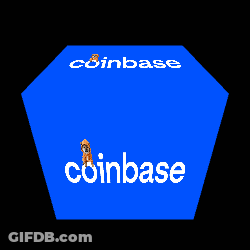 Blue Square With Coinbase In White Letters GIF