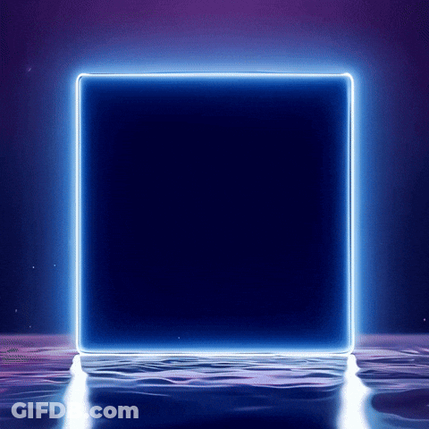 Blue Square With Purple Background And Water Reflection GIF