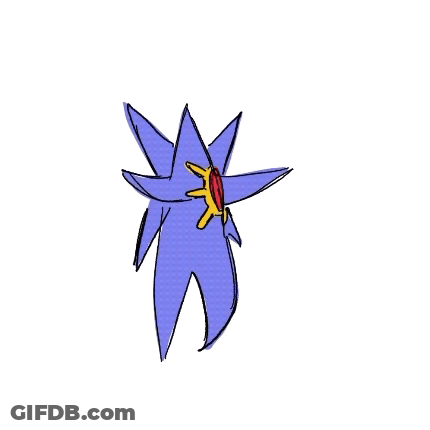 Blue Star With Yellow And Red Center GIF