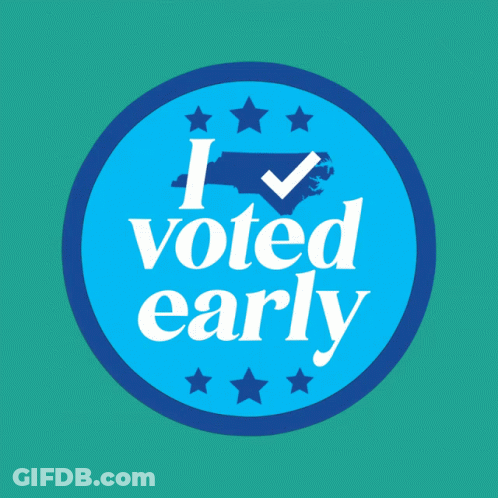 Blue Sticker Saying I Voted Early GIF