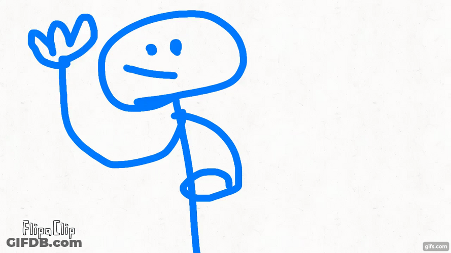 Blue Stickman Waving Hello GIF
