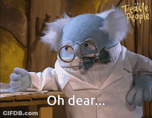 Blue Stuffed Animal Glasses Bow Tie Says Oh Dear GIF