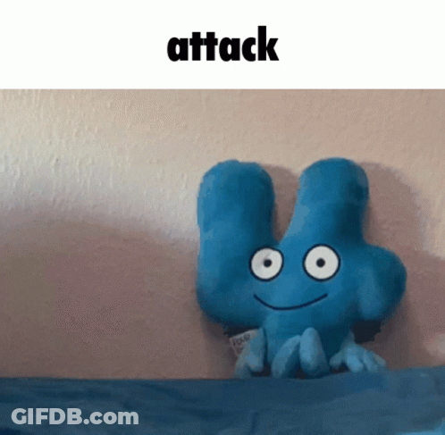 Blue Stuffed Animal Saying Attack GIF