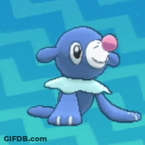 Blue Stuffed Animal With Pink Nose Sitting GIF