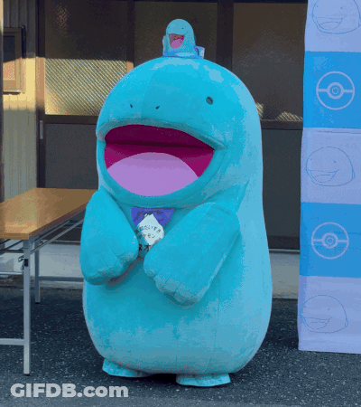 Blue Stuffed Animal With Pokemon GIF