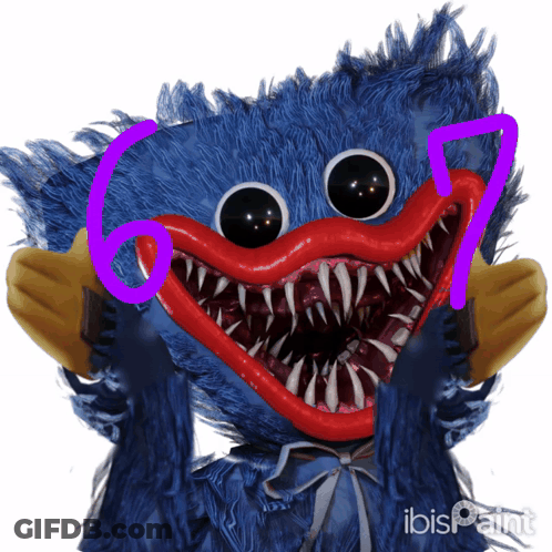 Blue Stuffed Animal With Purple Number 6 On Face GIF