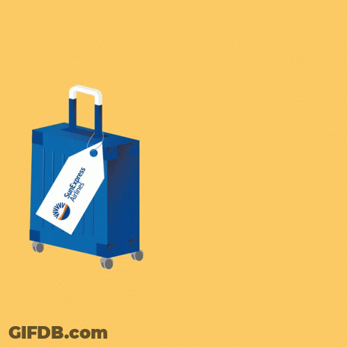 Blue Suitcase With Sun Express Airlines Tag GIF
